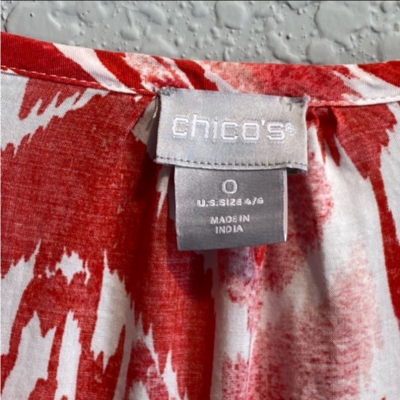 Chico’s Ikat Print Popover Colorful Lightweight Summer Top, Size 0, Orange White - Picture 5 of 12